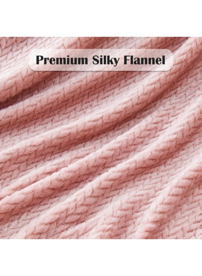 Soft Pink Knitted Throw Blanket – Cozy Lightweight Decorative Blanket for Sofa, Bed & Couch, Breathable Warm Knit Design, Stylish Home Décor Accent, All Season Comfort - Image 2